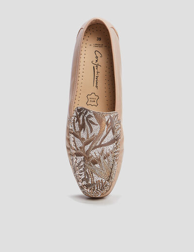 Mocassins en cuir compensés pied large multicolore femme