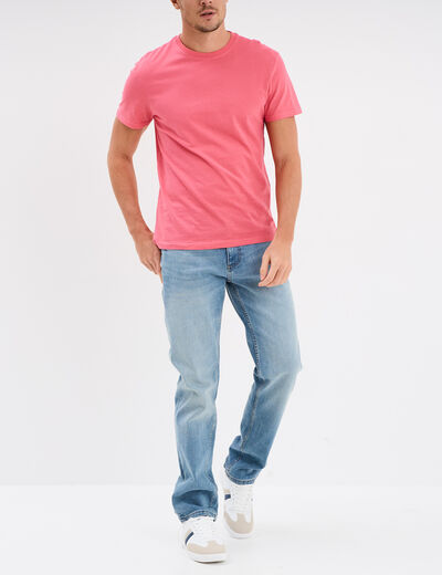 T-shirt en coton manches courtes rose framboise homme