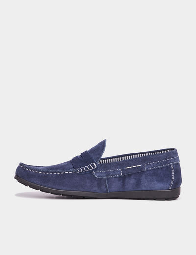 Mocassins en cuir daim bleu homme
