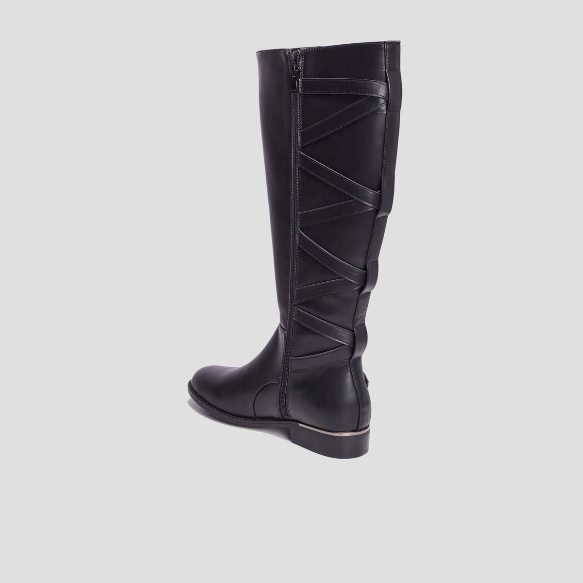 Bottes plates avec la&ccedil;age noir femme