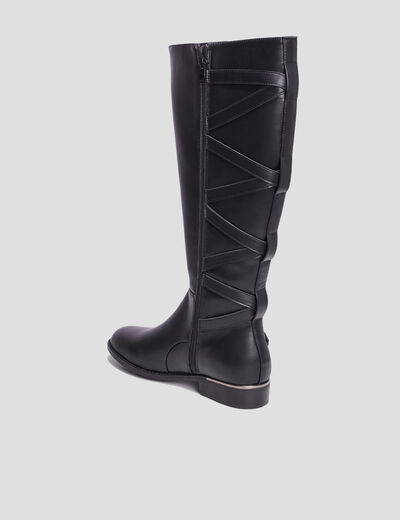 Bottes plates avec laçage noir femme
