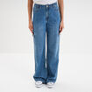Jeans cargo large coton denim stone femme