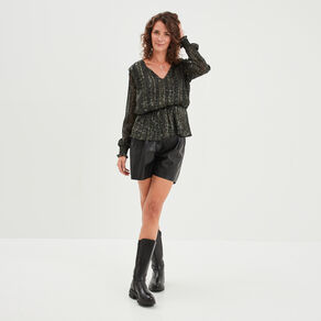 blouse cintree col en v liberto vert kaki femme Blouse cintrée col en V Liberto vert kaki femme