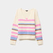 Pull col en V manches longues ecru femme