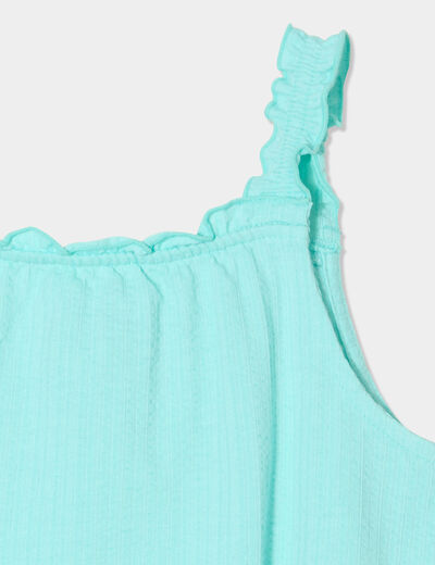 Débardeur encolure carrée bleu turquoise fille