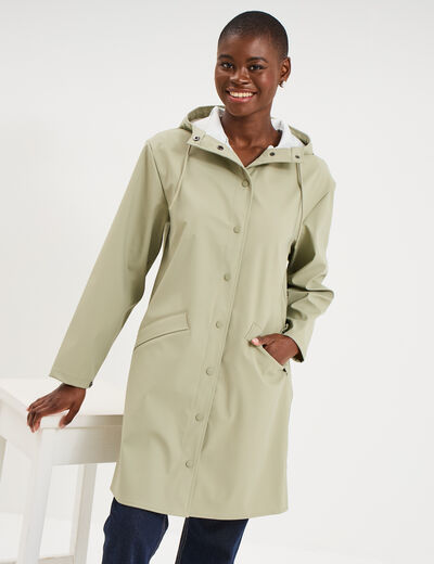 Parka imperm&eacute;able coupe-vent &agrave; capuche vert kaki femme