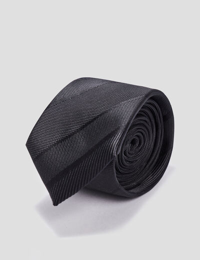 Cravate texturée effet satin noir homme