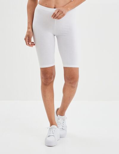Legging court cycliste ajusté blanc femme