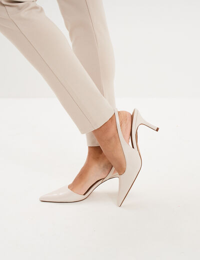 Escarpins slingback talons aiguilles ivoire femme