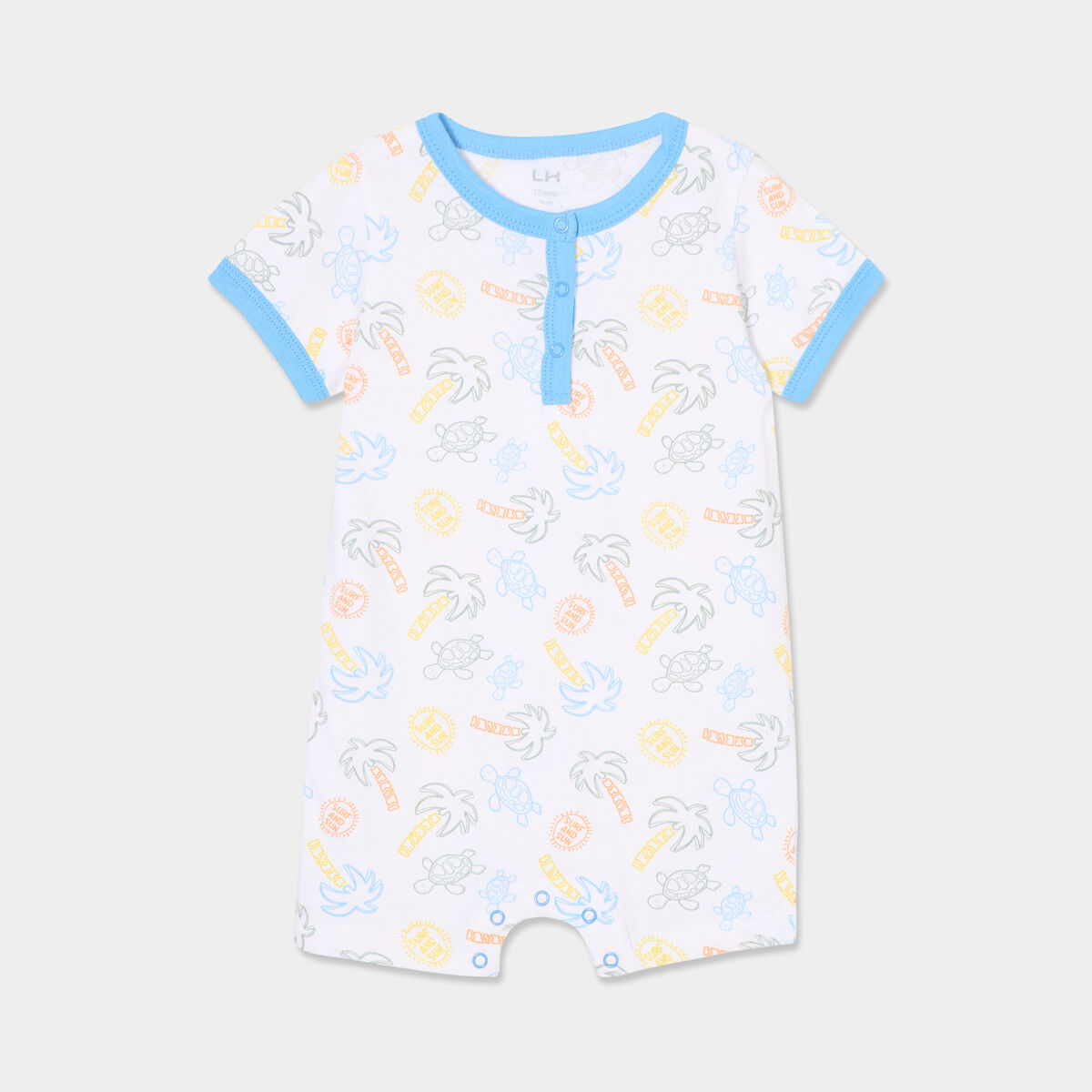 Combishort manches courtes coton blanc b&eacute;b&eacute; gar&ccedil;on