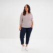 T-shirt col rond manches 3/4 coton ecru femme grande taille