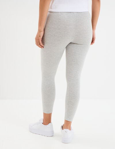 Legging 7/8 &egrave;me taille &eacute;lastiqu&eacute;e gris clair femme