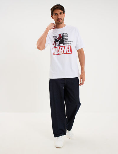 T-shirt manches courtes coton Spider-Man blanc homme