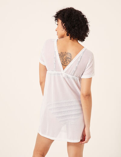 Robe de plage ajourée blanc femme