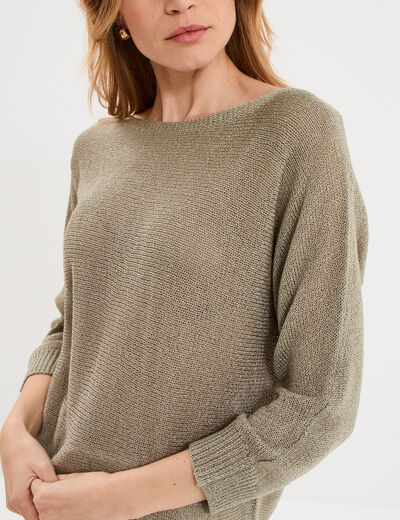 Pull manches longues vert kaki femme