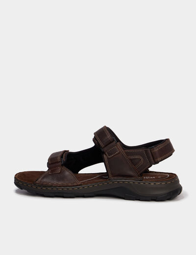 Sandales &agrave; scratchs marron homme