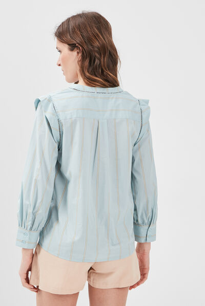Blouse manches longues Creeks bleu turquoise femme