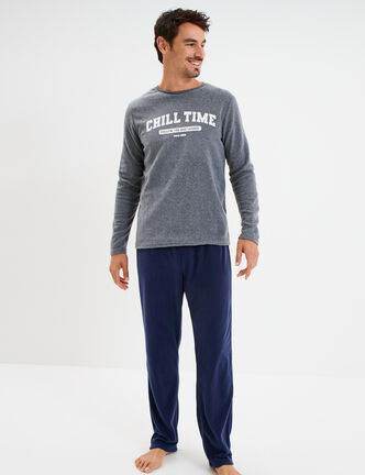 Ensemble pyjama 2 pi&egrave;ces gris clair homme