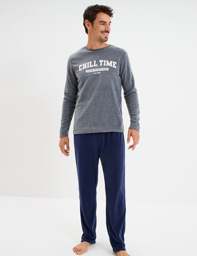 Ensemble pyjama 2 pi&egrave;ces gris clair homme