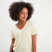 T-shirt manches courtes col en V coton jaune clair femme