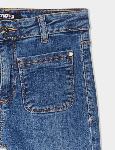 Jeans bootcut poches plaquées Creeks denim stone fille