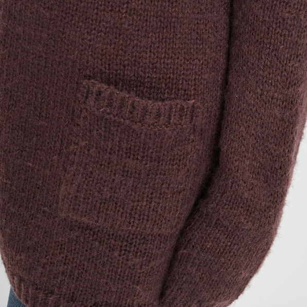 Gilet long manches longues marron foncé femme