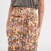 Jupe midi portefeuille avec noeud en lin camel femme