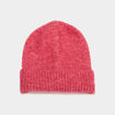 Bonnet maille c&ocirc;tel&eacute;e rose cerise femme
