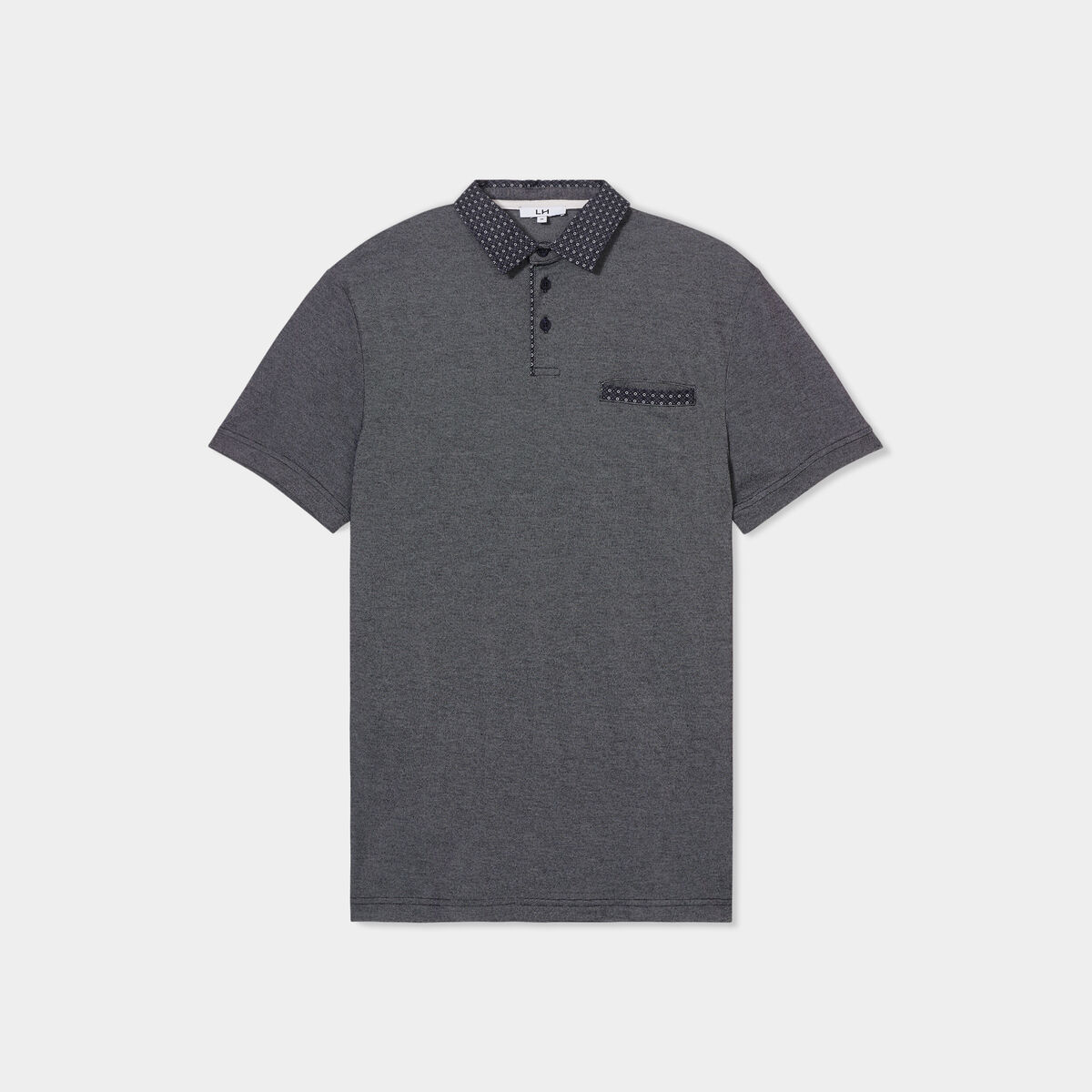 Polo droit manches courtes 1 poche buste gris foncé homme