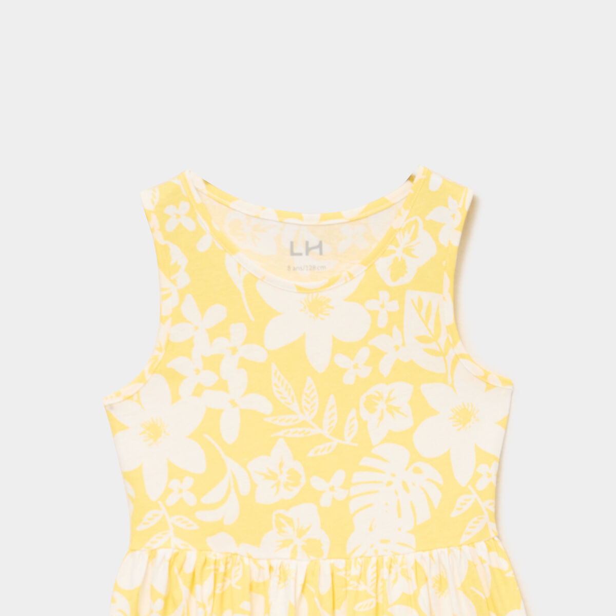 Robe patineuse sans manches coton jaune fille