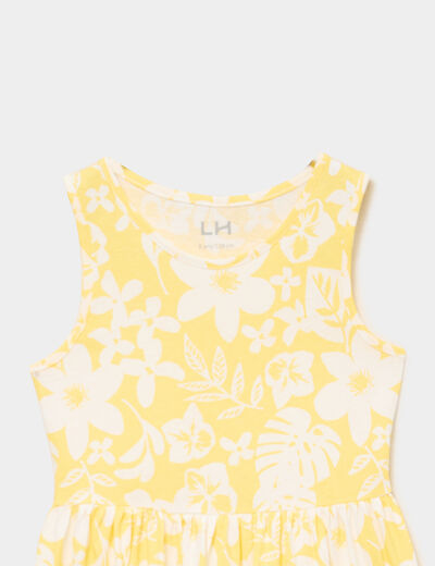 Robe patineuse sans manches coton jaune fille