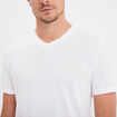 T-shirt manches courtes coton col V blanc homme