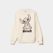 Sweat col rond manches longues Stitch ivoire femme