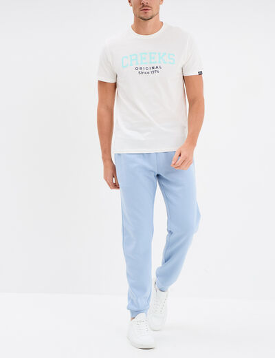 T-shirt col rond manches courtes coton blanc homme