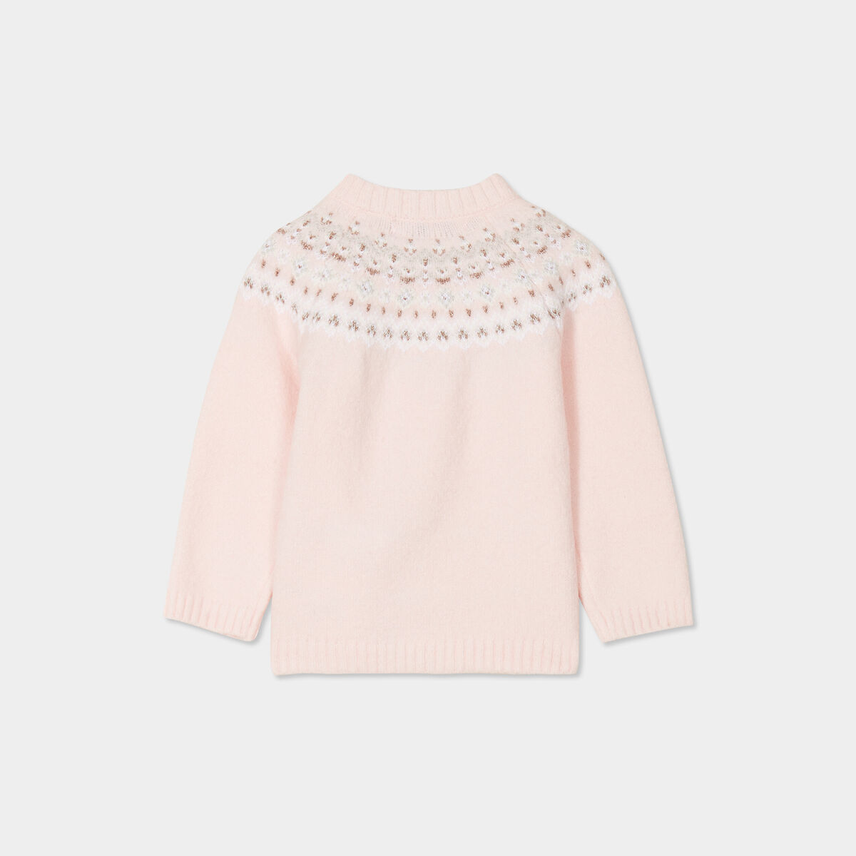 Pull jacquard col montant Creeks rose clair bébé fille