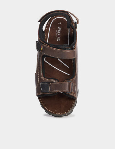 Sandales avec scratchs marron homme