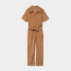 Combinaison pantalon cropped en velours beige femme