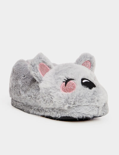 Chaussons avec fausse fourrure mauve fille