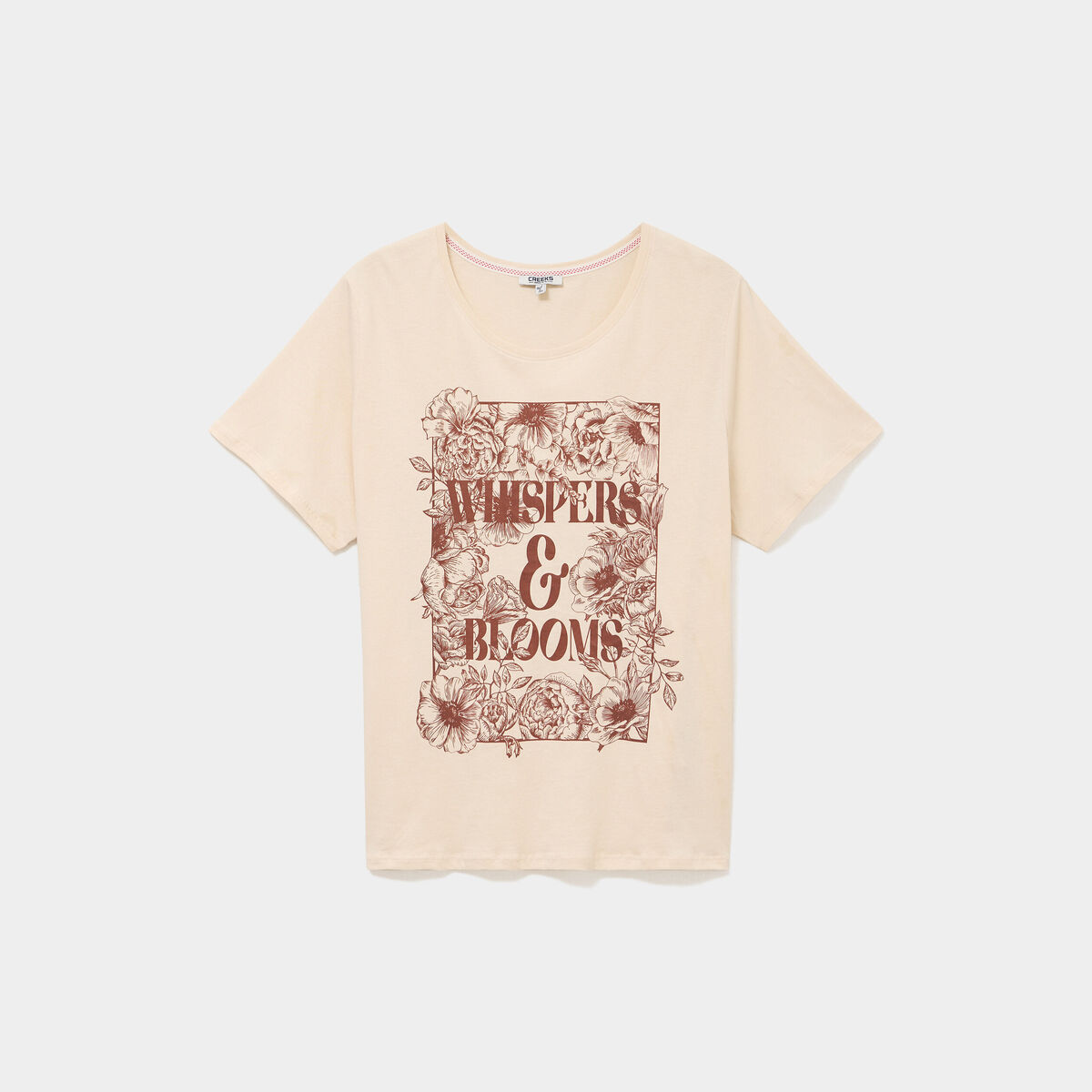 T-shirt manches courtes col rond coton ivoire femme grande taille