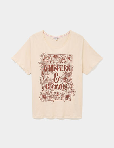 T-shirt manches courtes col rond coton ivoire femme grande taille