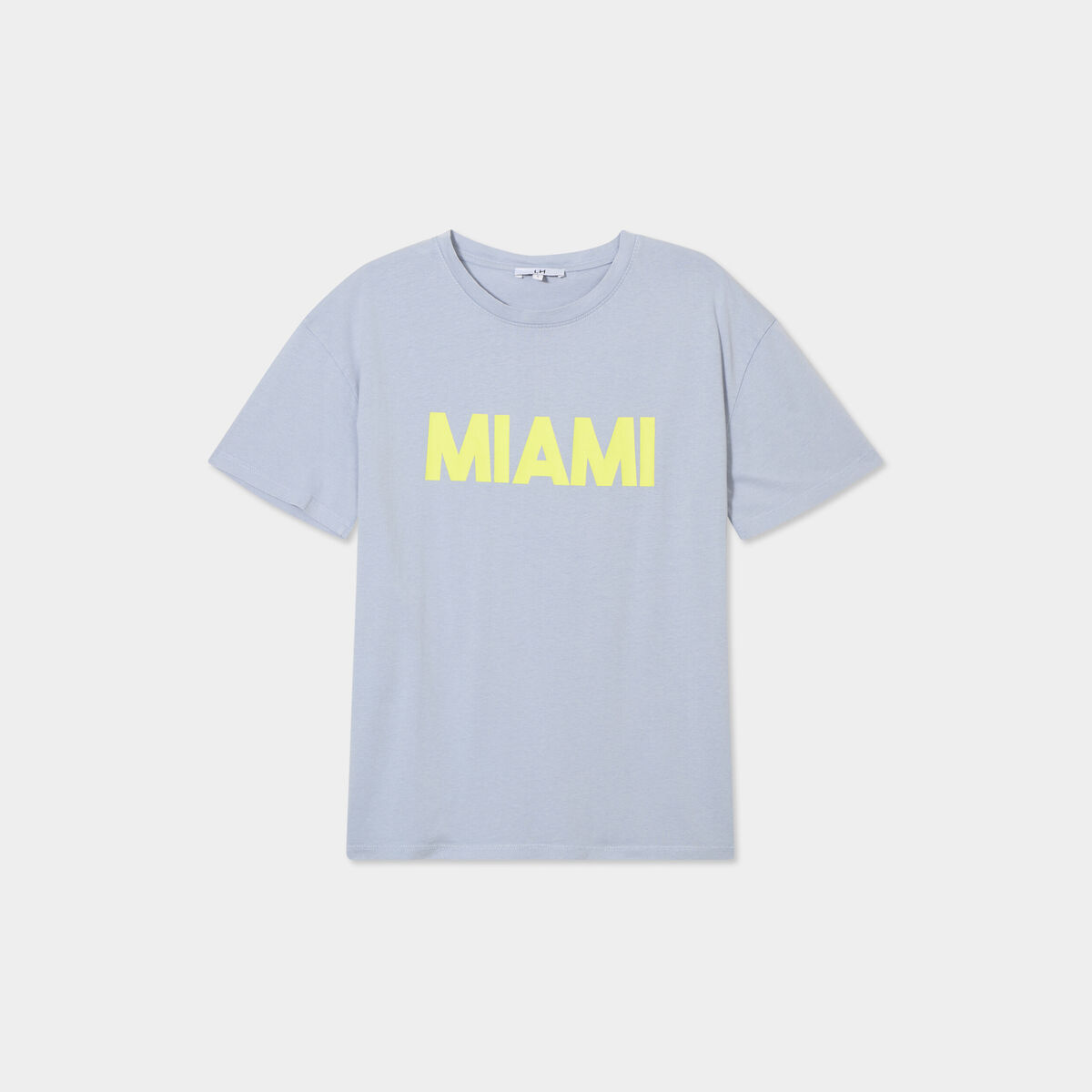 T-shirt droit manches courtes coton bleu clair femme