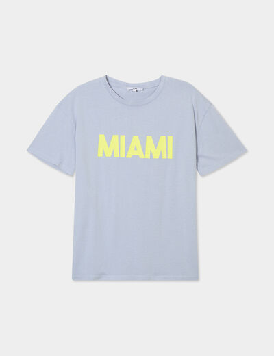 T-shirt droit manches courtes coton bleu clair femme