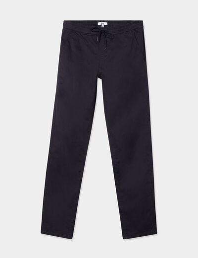 Pantalon chino regular taille élastiquée bleu foncé homme