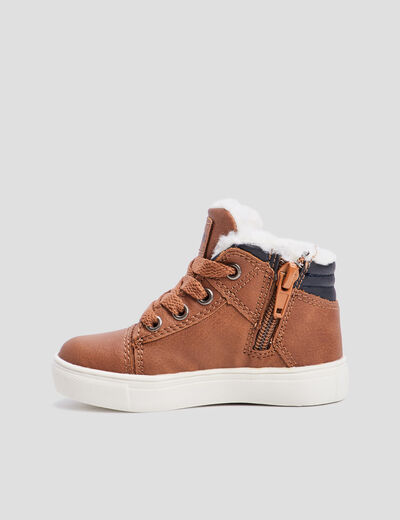 Baskets montantes zippées Creeks marron bébé garçon