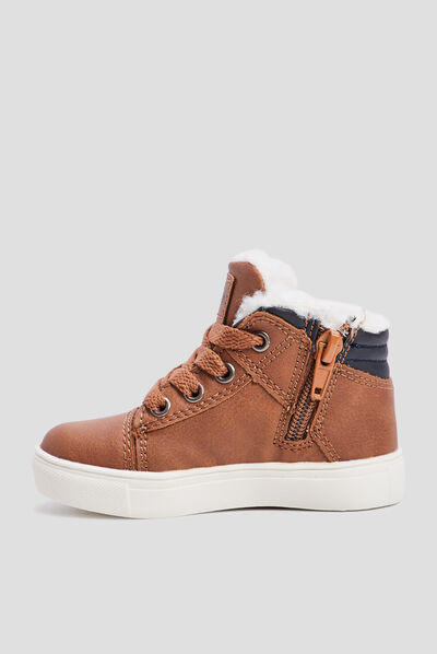 Baskets montantes zippées Creeks marron bébé garçon