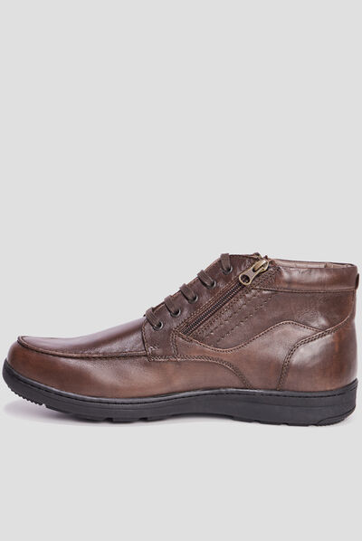 Bottines détails zippés en cuir Berzigo marron homme