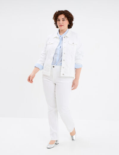 Pantalon straight taille haute Modavista blanc femme grande taille