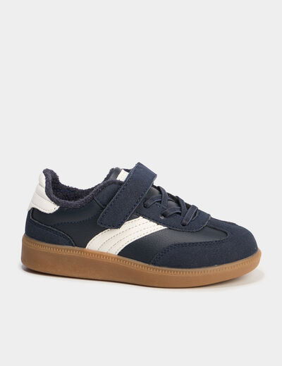 Tennis basses à scratchs bleu marine garçon