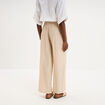 Pantalon large fluide taille &eacute;lastiqu&eacute;e beige femme