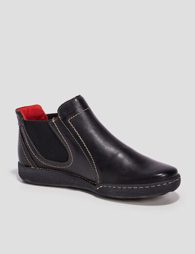 Bottines en cuir noir femme